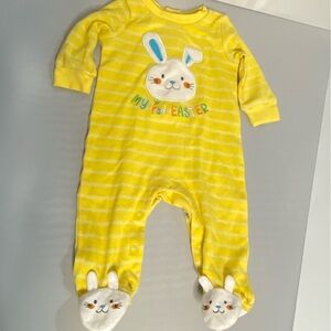 Baby Starters “My 1st Easter”Yellow Striped Bunny Footie